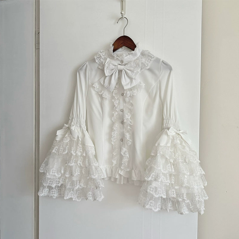 Hanguliang - Love and Heart Palpitations - Wedding Lolita JSK, Bridal Lolita Dress S White blouse only