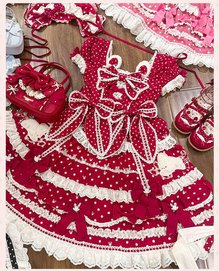 Mademoiselle Pearl~Bow Rabbit~IP Collab Sweet Lolita OP in Multiple Styles 43054:763937