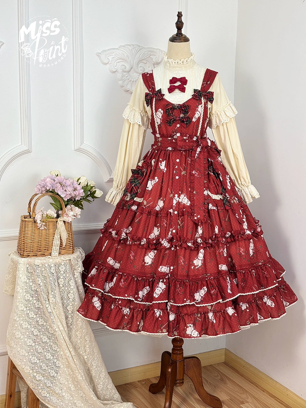 Miss Point~Forest Berry Bunny~Sweet Lolita JSK Elegant Bunny Print Dress 41972:720986