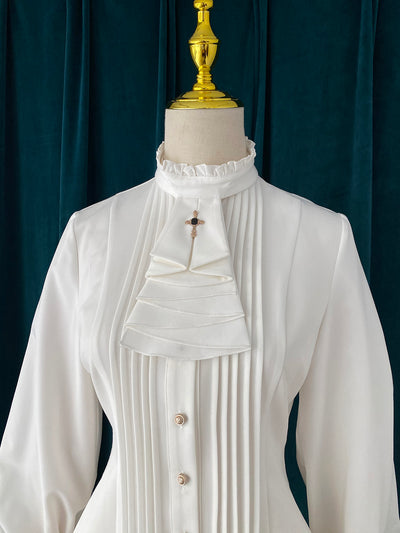 Little Dipper~Elegant Lolita Mutton Sleeve Stand Collar Blouse creamy white S 