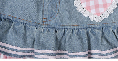 (Buyforme)Cute Blue Half Skirt with Butterfly Bow and Plaid   