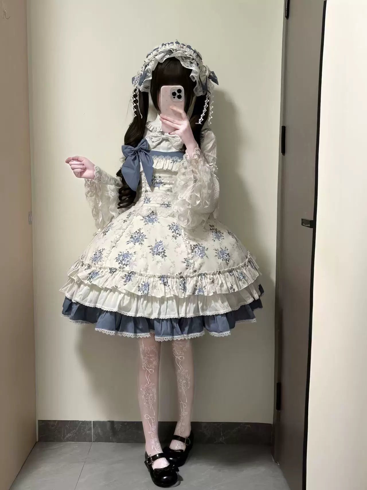 Falling Jacaranda Dream - Old School Lolita Jacaranda Printed JSK Dress 45732:859816