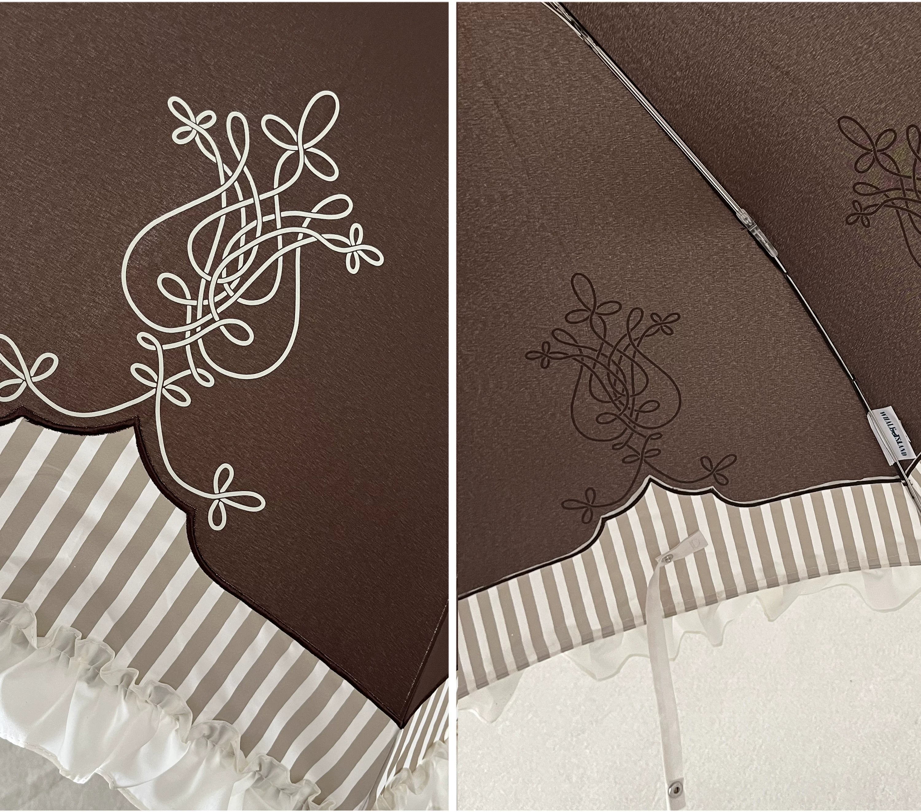Lyre Academy - Classic Lolita 2-Fold Parasol, Lyre Print & Embroidered Trim 45679:858447