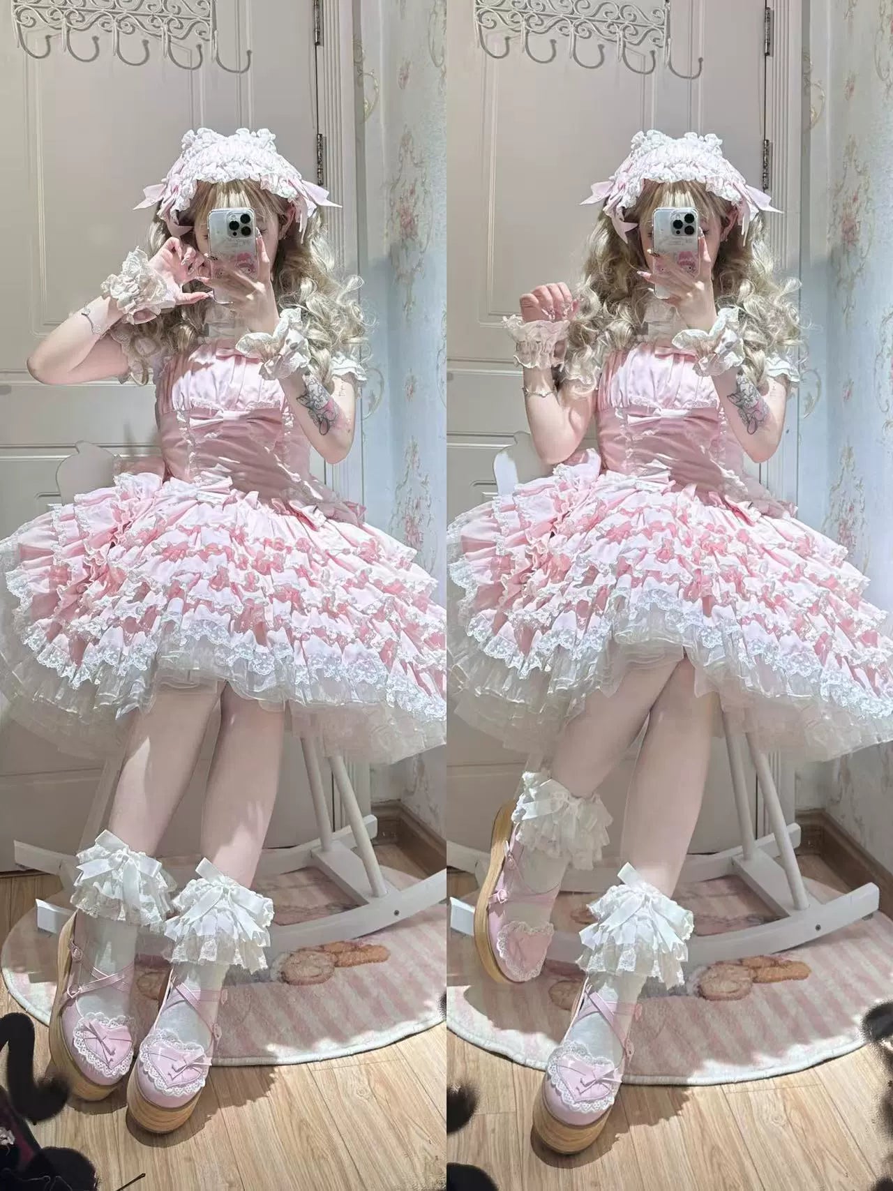 Nn Star~Half Sugar Ism~Sweet Lolita JSK Low Waist Dress With Tiered Hem 43152:768354