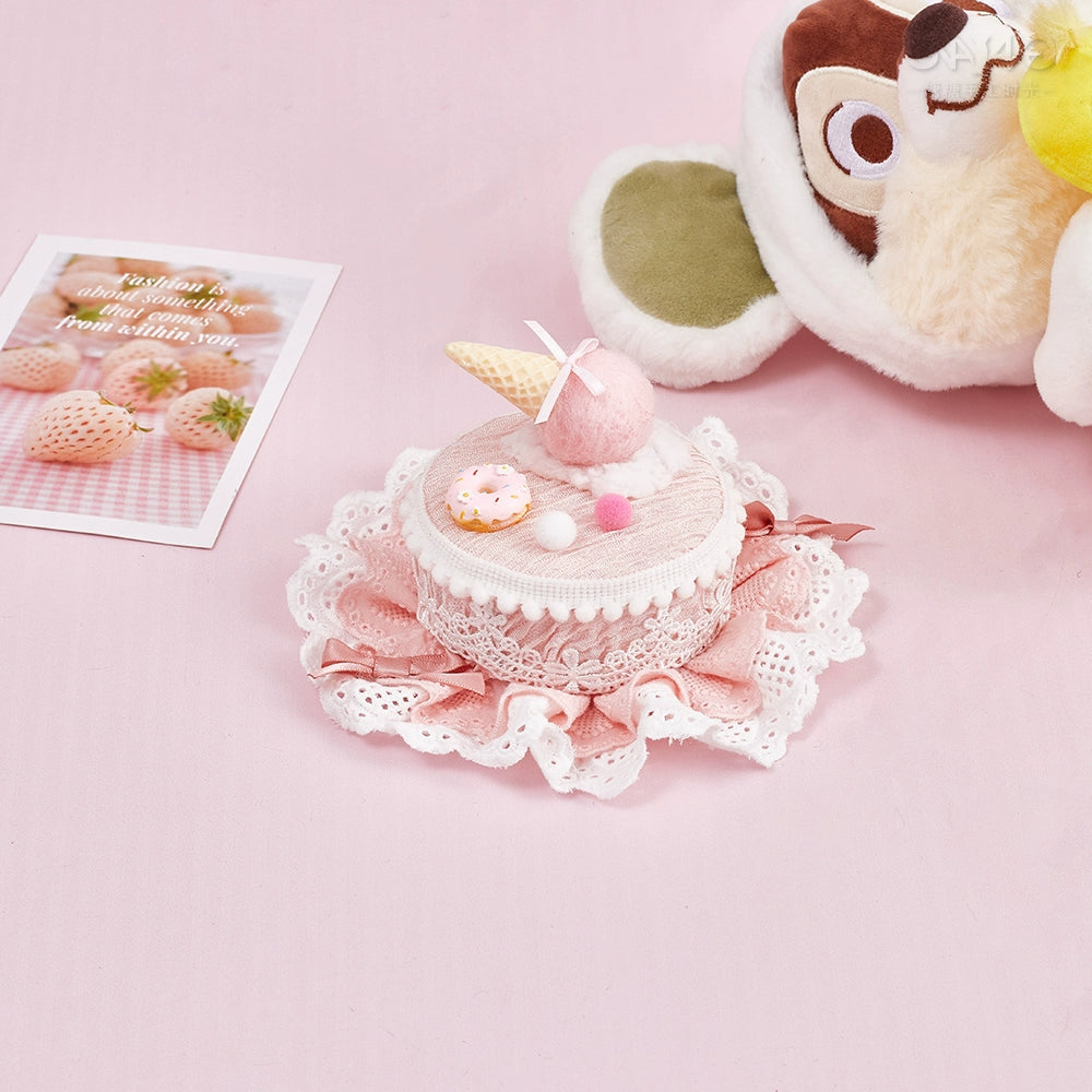 Handmade Sugar Time~Sweet Lolita Cake Hat Hair Accessory Chocolate Clip a light pink cake top clip  