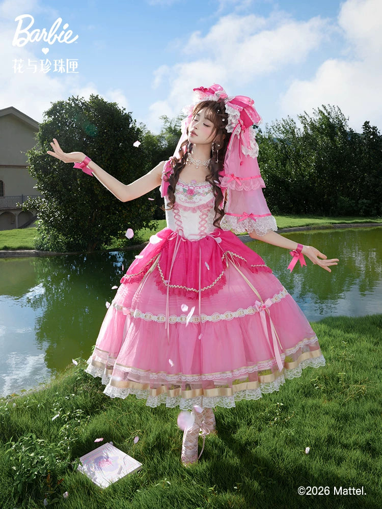 Jennifleur - IP Collab Sweet Lolita Hime Sleeve OP & Long JSK, Floral Accent 45882:866282