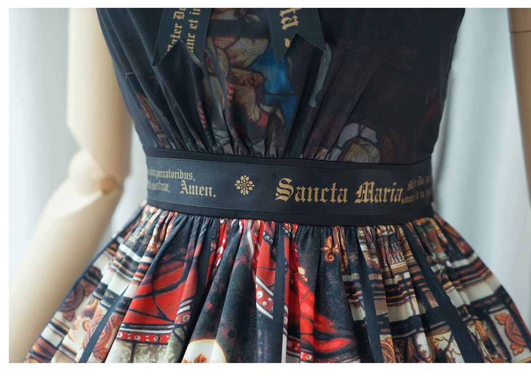 GOTHIC LOLITA~Rosary in the illusional library~Gothic Lolita Print JSK Dress