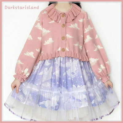 Dark Star Island~Daily Sweet Lolita Cardigan Sax Black Short Sweater   