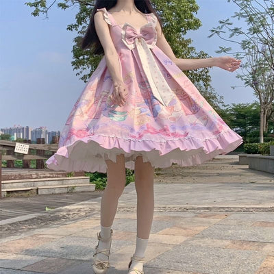 Miss Tao~Socialite Party~Sweet Lolita Tea Party Summer JSK Dress pink JSK+short sleeve shirt S 