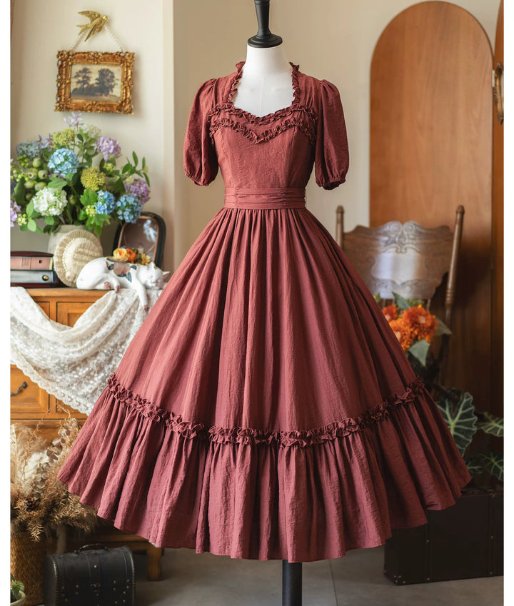 Forest Wardrobe - Forest Pastoral - Elegant Lolita Square Neck Long OP (2XL L M S XL / Pre-order) 43452:776473