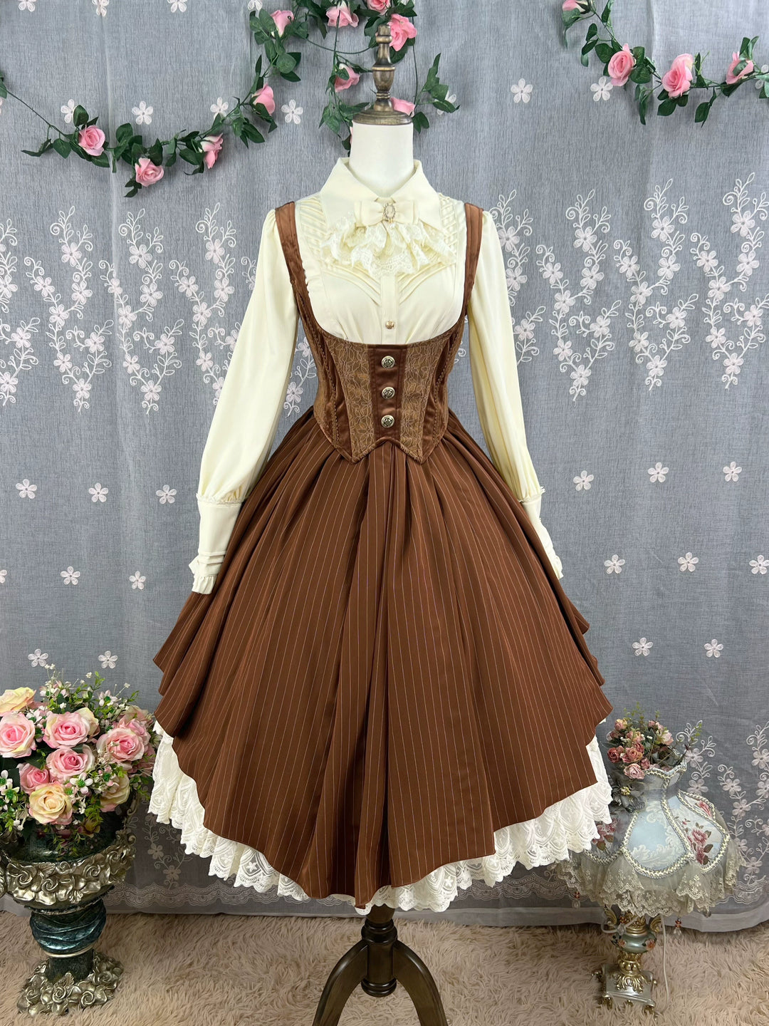 DMFS Lolita~Dreamland of Enchantment~Classic Lolita JSK Retro Bust-supporting Lolita Dress (2XL L M S XL) 41296:708000