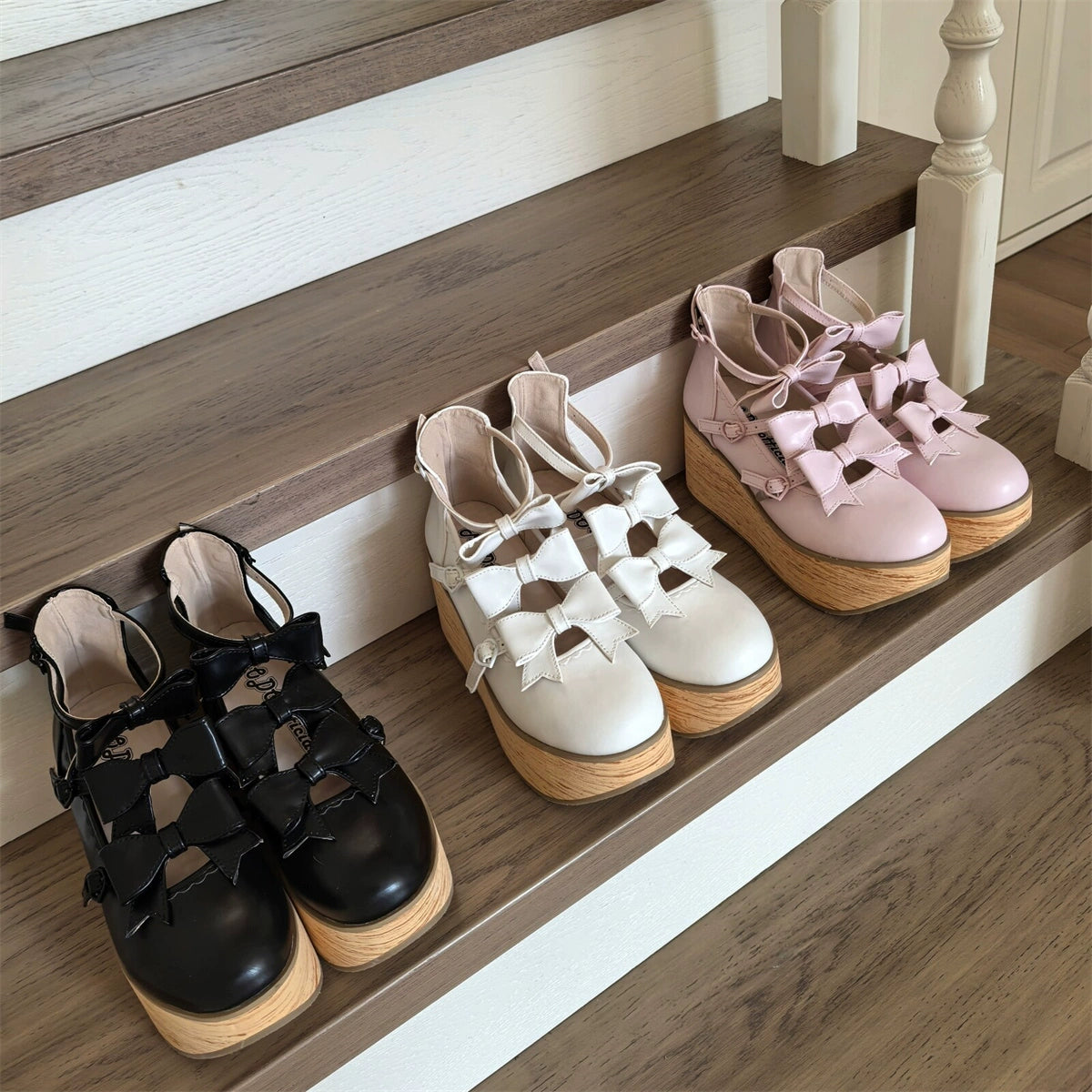 MODO - Sweet Lolita High Platform Shoes, Three Bows 44182:797569