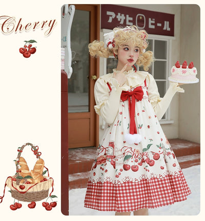 Flower and Pearl Box~Cherry~Christmas Winter Lolita OP Dress S Strapless suspender JSK 