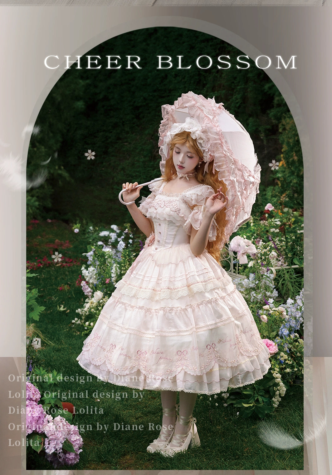MieYe - Cherry Blossom - Pink Sweet Lolita Tiered Dress