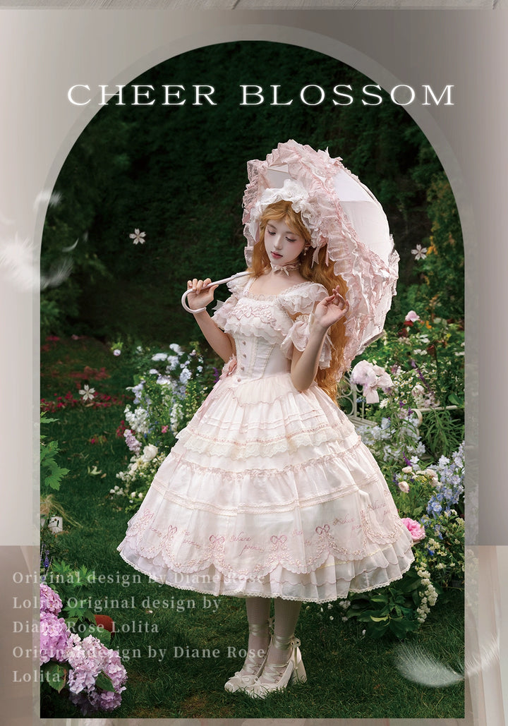 MieYe - Cherry Blossom - Pink Sweet Lolita Tiered Dress