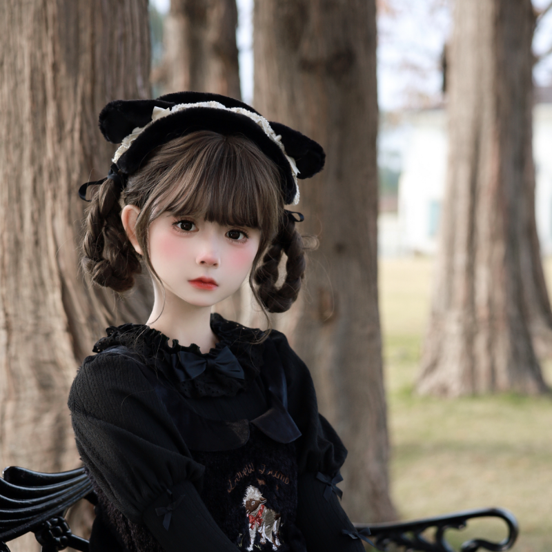 Peach Soda~Sleeping Case~Accessories~Plush Lolita Hairband Winter Lolita accessories Black hairband  