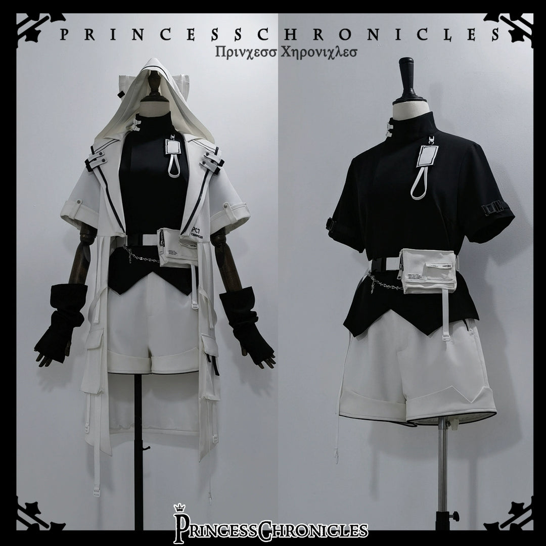 Princess Chronicles~White Cat~Cool Ouji Lolita Pants Suit With Cat Ear Coat   