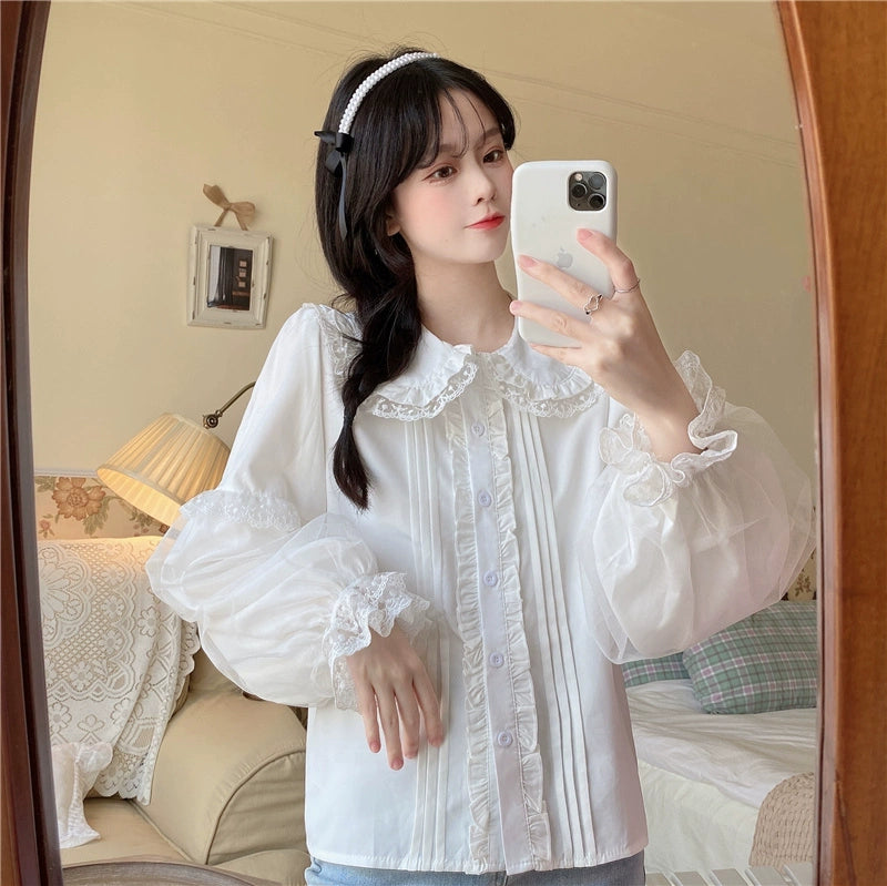 Sugar Girl - Sweet Lolita Shirt White Doll Collar Shirt