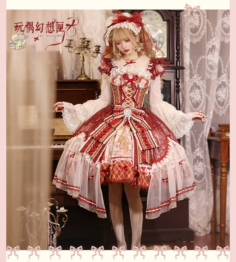 YingLuoFu - Doll Fantasy Box - Sweet Lolita JSK Dress & Tulle Blouse Set 44261:801484