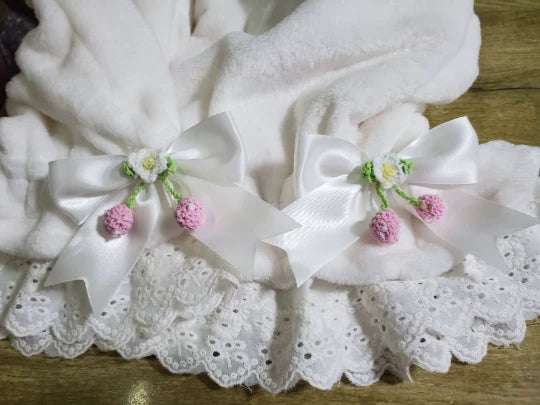 Winter Coral Fleece Lolita Bloomers, Lace Trimmed