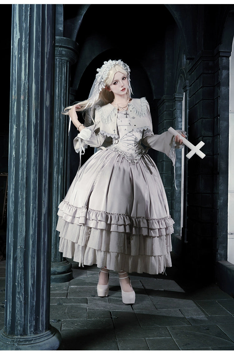With PUJI - Letter and Poetry · Humanoid Robot - Silver Gothic Lolita Mermaid Skirt Set 43861:787651