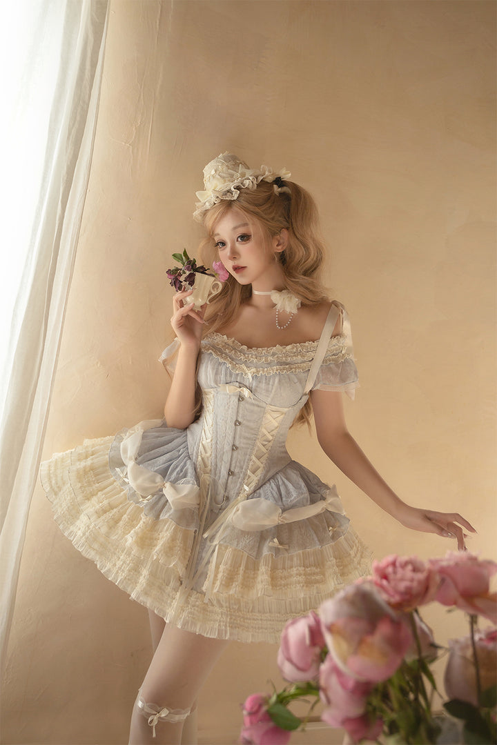 Caramel Antique~Yuyan~Ballet-style Sweet Lolita Corset JSK with Built-in Petticoat