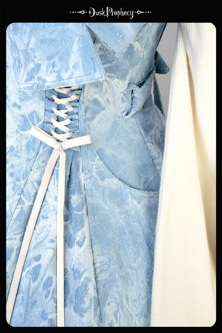 DuskProphecy~Egret 2.2-3.1 Version~Sweet Lolita Denim JSK Bust-Supporting Dress 42166:729597