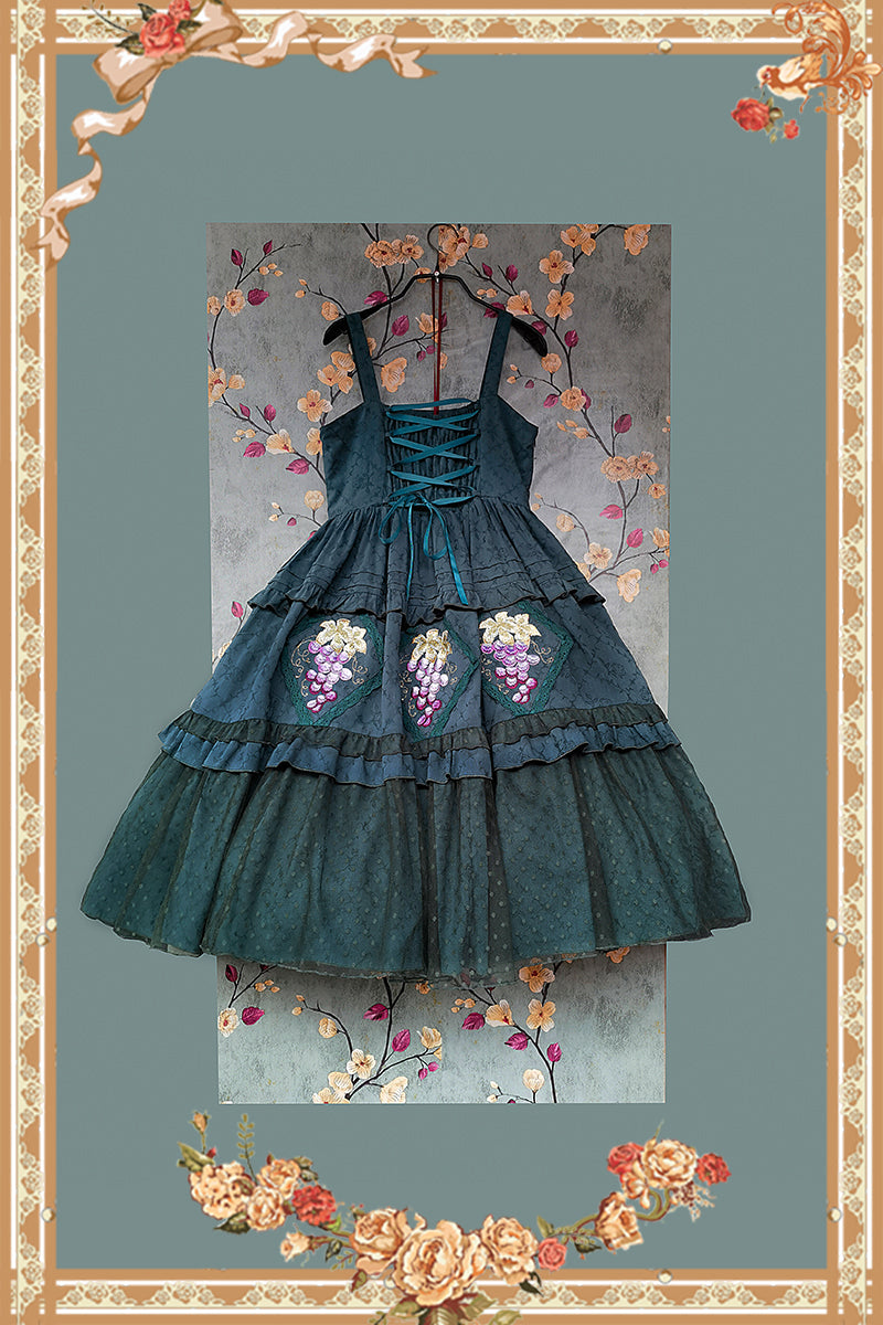 Infanta~Grape Manor~Country Lolita JSK Suit with Grape Embroidery 42772:752496