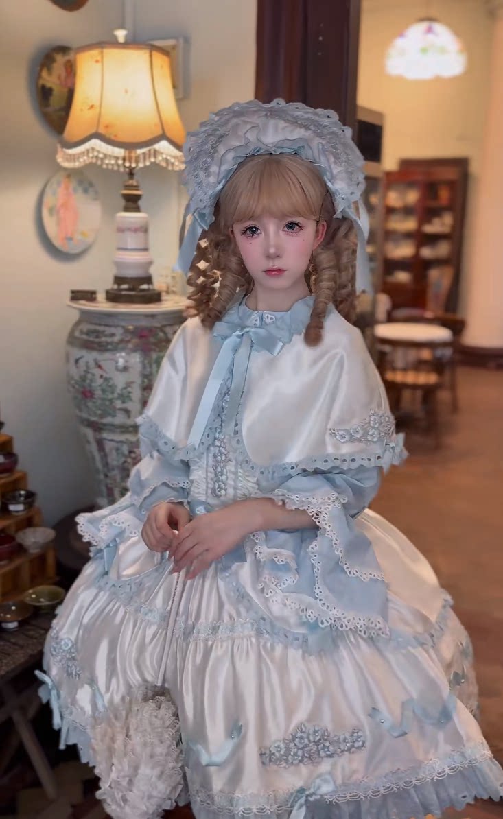 Charlotte Bouquet - Old School Lolita JSK Set, Embroidery & Bows 45093:835328