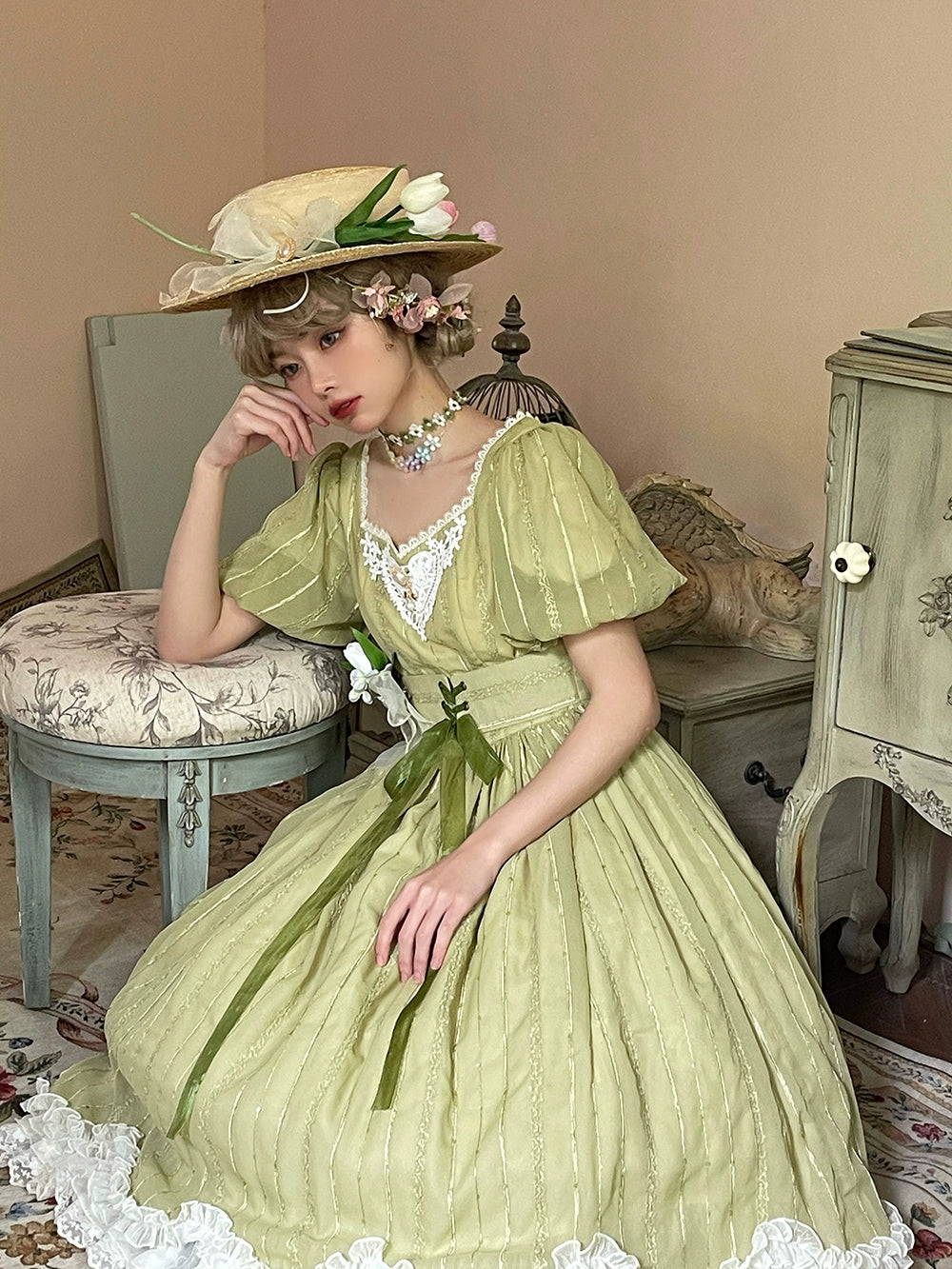 Miss Point~Tulip~Classic Lolita OP Dress Short Sleeve Dress Multicolors 19622:405330
