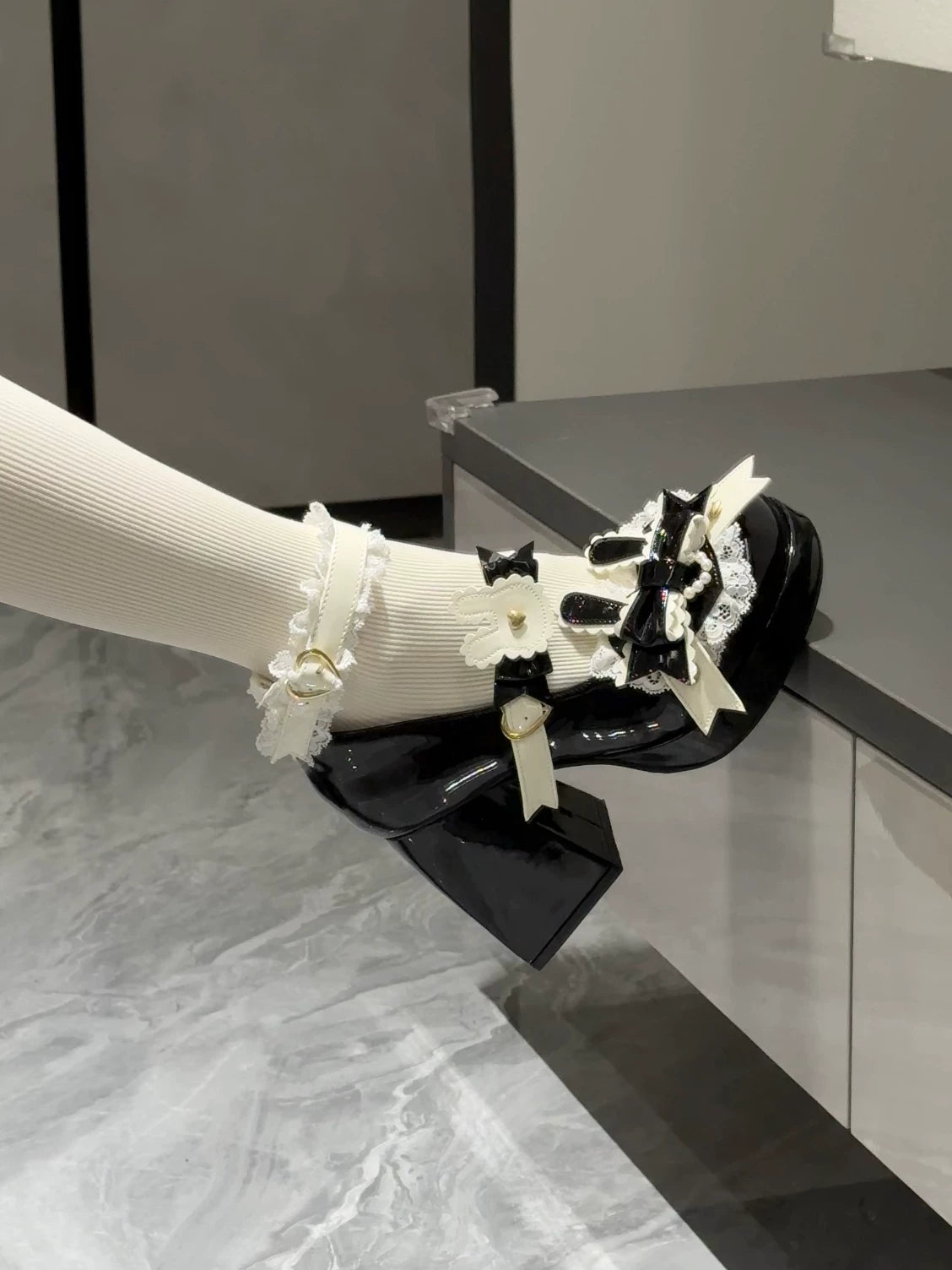 Sweet Bunny Tea Party - Sweet Lolita Chunky Heels Shoes, Bunny-ear Bow Decoration 44839:825388