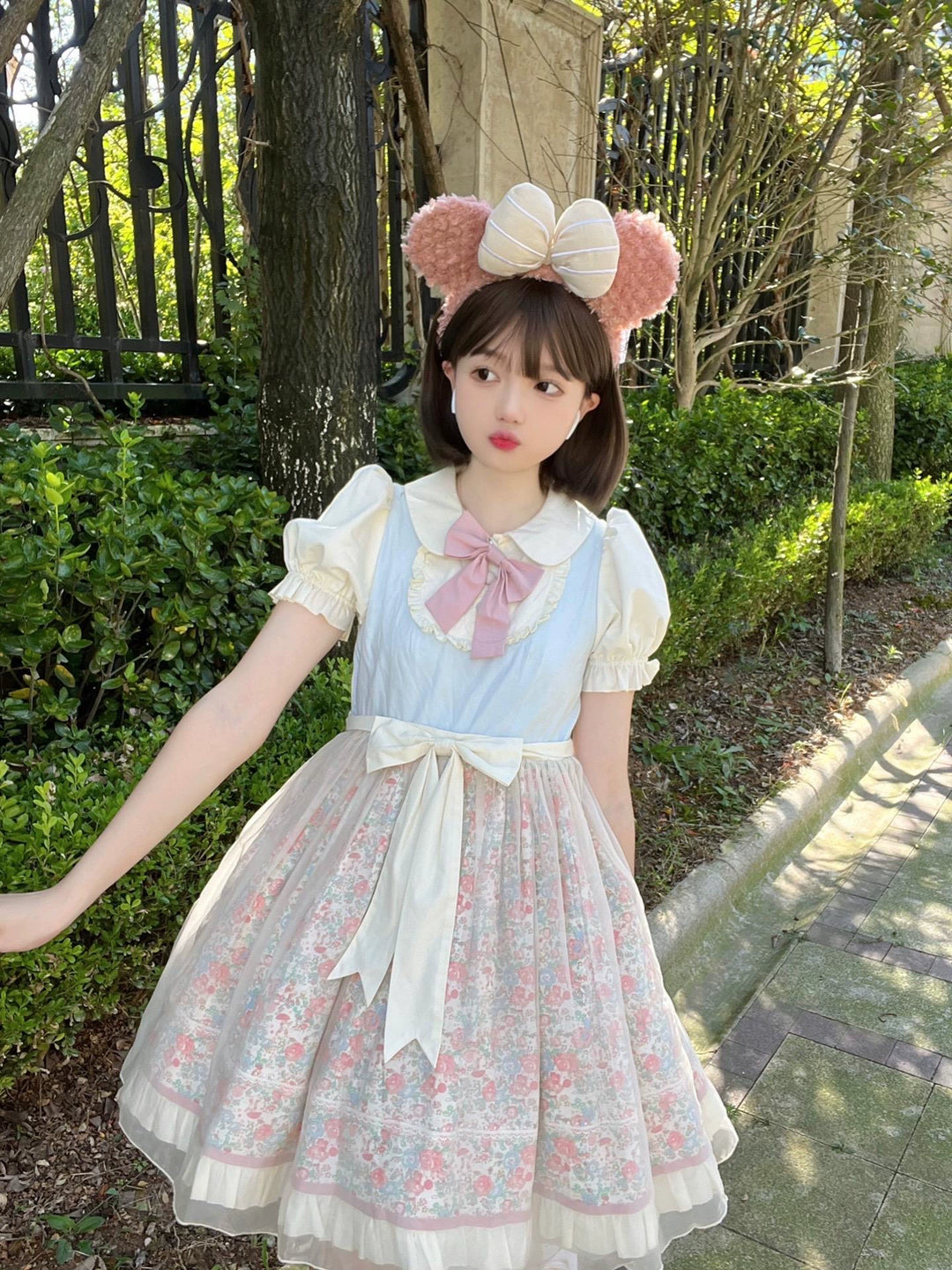 Cute Girl~Cotton Lolita OP Dress Classic Lolita Dress Short Sleeve   