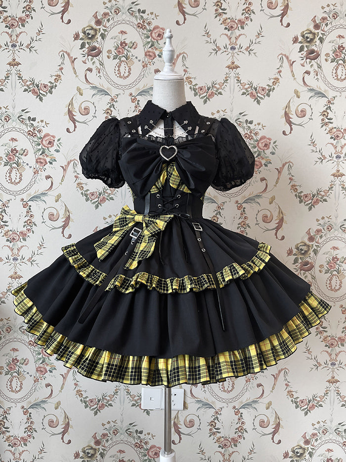 (Buyforme)Alice Girl~Gothic Lolita Blouse Short Sleeve Black Shirt   