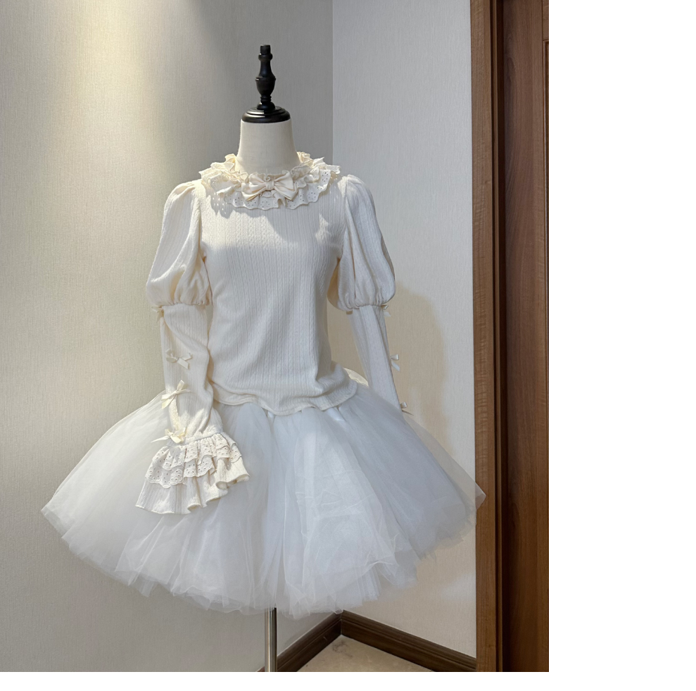 Peach Soda~Sleeping Case~Plush Lolita JSK Dress Set Doll Sense Embroidery Dress S Inner wear-Ivory 