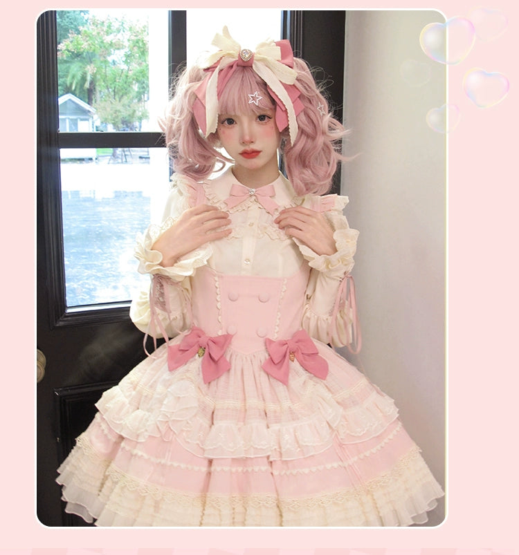 Sakurahime~Cupid Overture~Sweet Pink Lolita Jumper Dress Bust-Supporting JSK