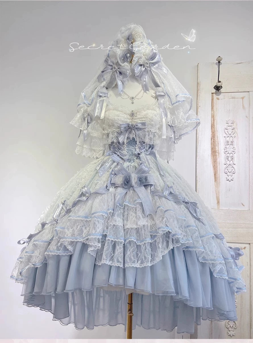 MieYe - Diana Rose - Bridal Lolita Dress Short Wedding OP with Accessories 41638:708672