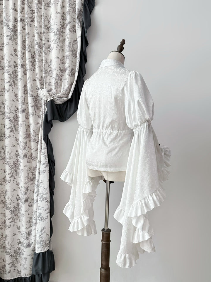 Muppet Mind Ben~Moon Stream~Vintage Lolita Blouse with Subtle Pattern and Hime Sleeve