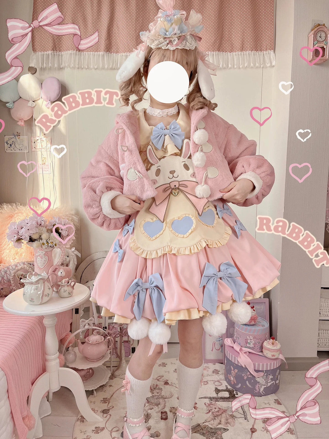 Cute Girl~Zero Card Rabbit~Kawaii Lolita OP Dress Long Sleeve Dress 34768:466276