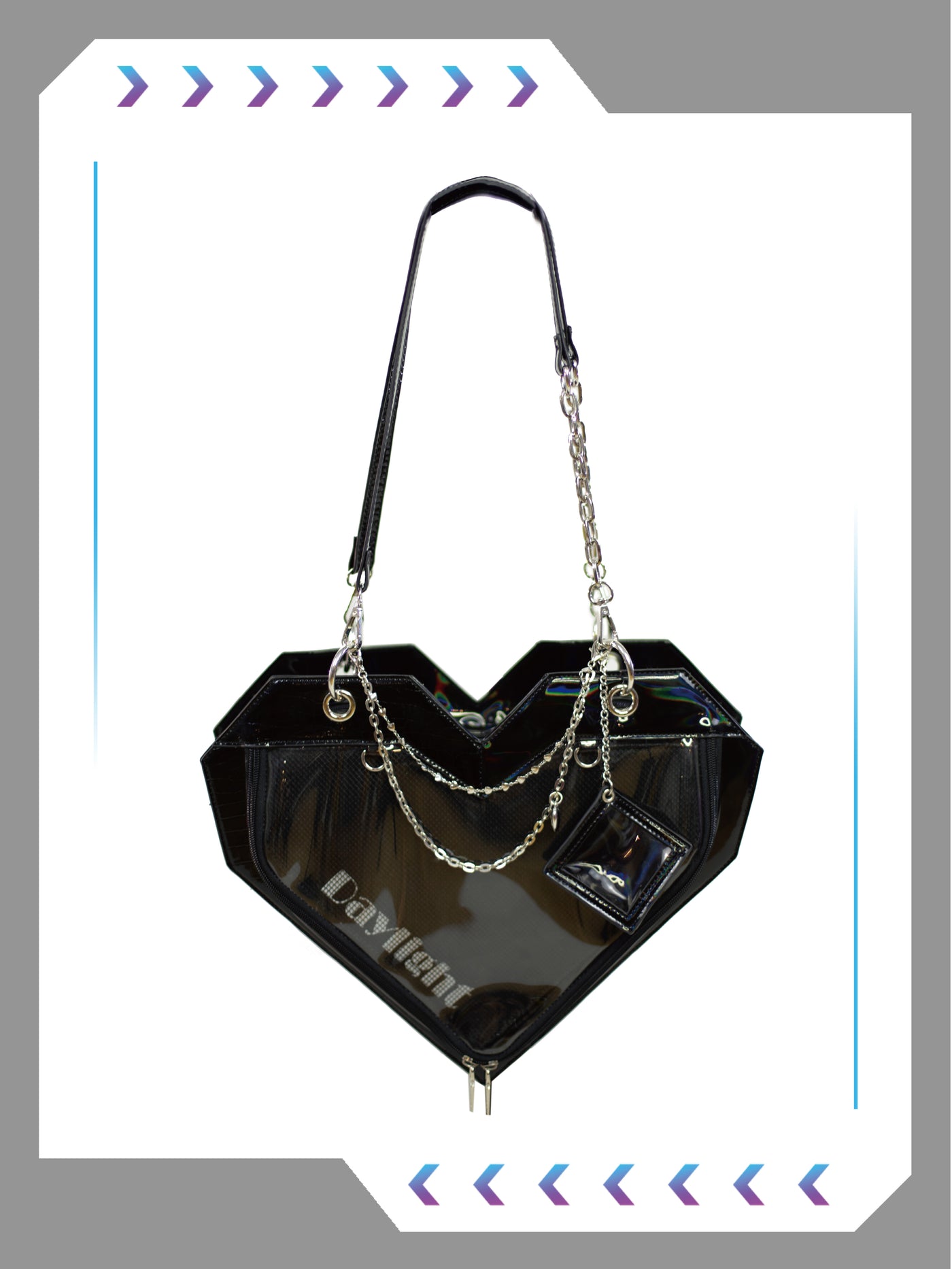 Daylight~Lolita Ita Bag Heart Shaped Bag laser black(with slight flaw)  