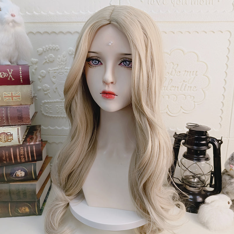RainbowMe - Elegant Lolita Long Curly Wig Multicolor gradient flaxen