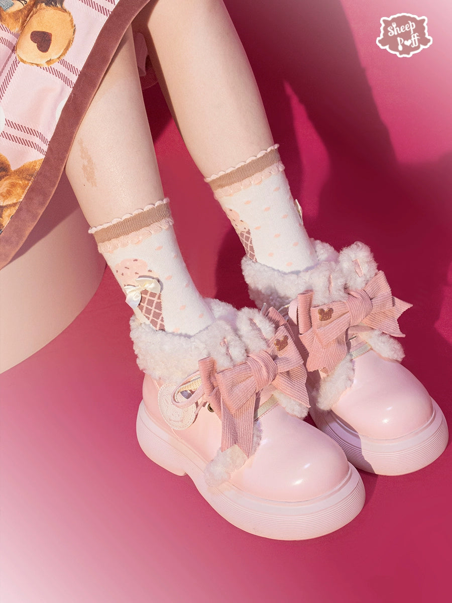 Sheep Puff~Sweet Lolita Fleece Shoes Winter Warm Snow Boots 40722:691720