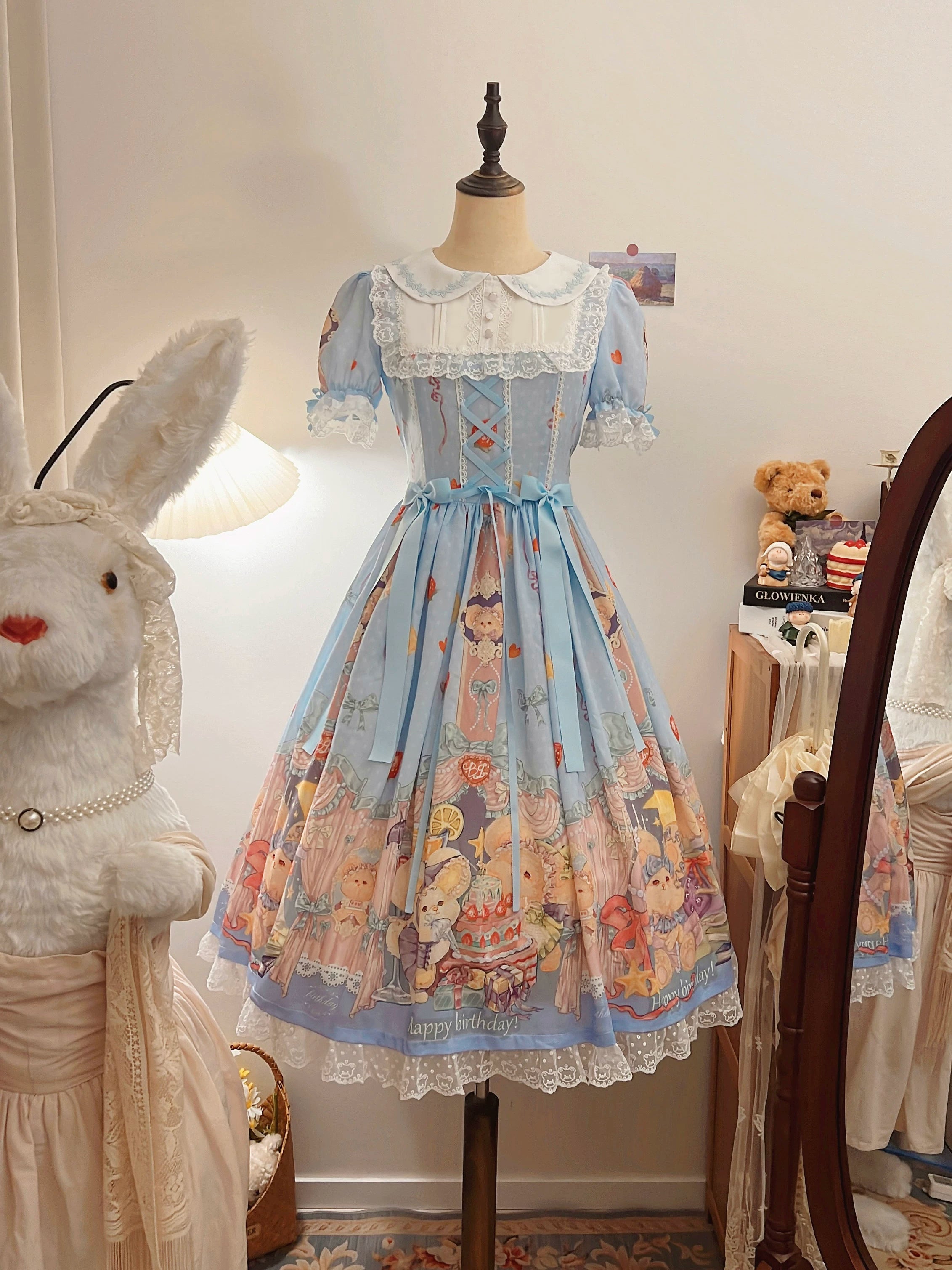 Kiki's Birthday Party - Plus Size Sweet Lolita Birthday Party OP Dress (2XL 3XL 4XL 5XL 6XL L M S XL XS) 45855:865907