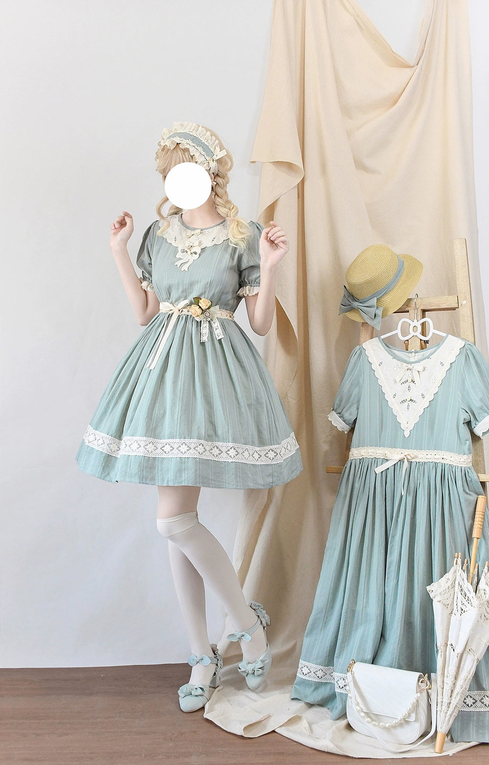 Miss Point~Customized Elegant Lolita OP Dress Cute Daily Girl Short Lolita Dress   