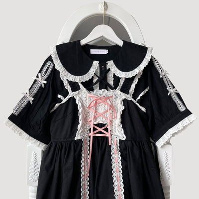 MIST~Kawaii Lolita Lace Shirt Black white S 