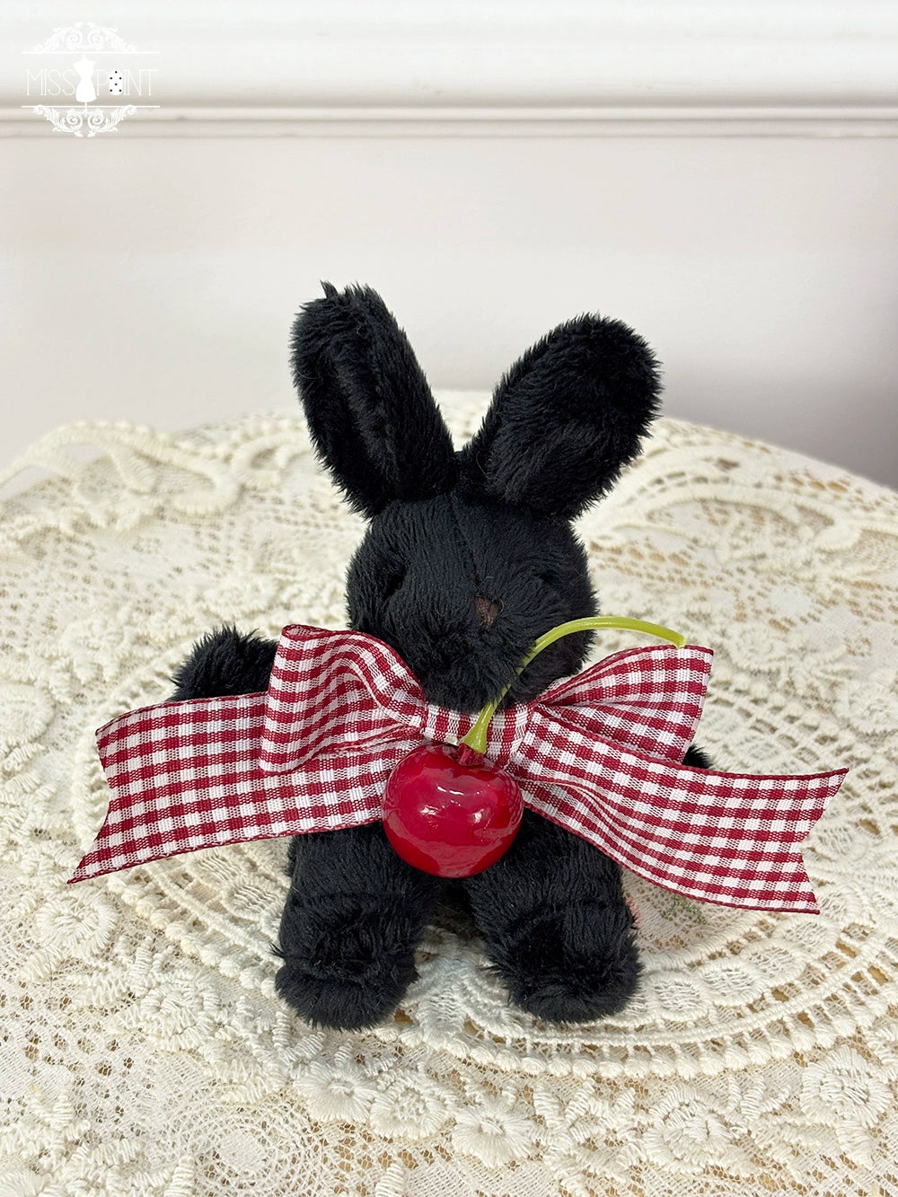 Miss Point - Forest Berry Bunny - Classic Lolita Accessory Cute Rabbit BNT KC and Brooch Black Rabbit Doll Dual-Use Brooch Only