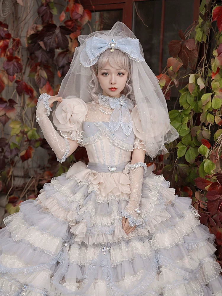 Sweet Lolita Accessories, Bow & Crystal Decor for Tea Party