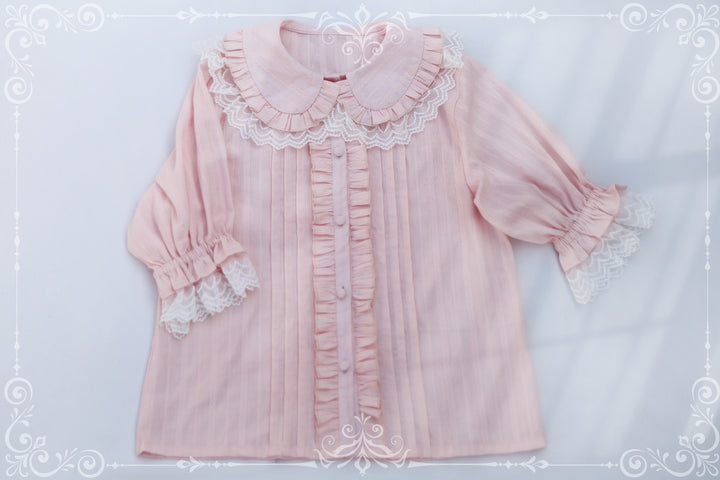 MIST~Sweet Lolita Golilla Short Sleeve Shirt S light pink 