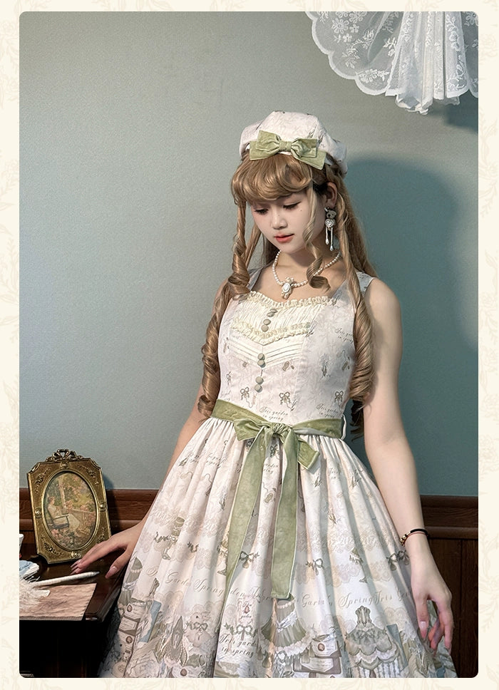 Alice Girl~Iris Study Room~Classic Lolita JSK Elegant Lolita Dress With V-neck   