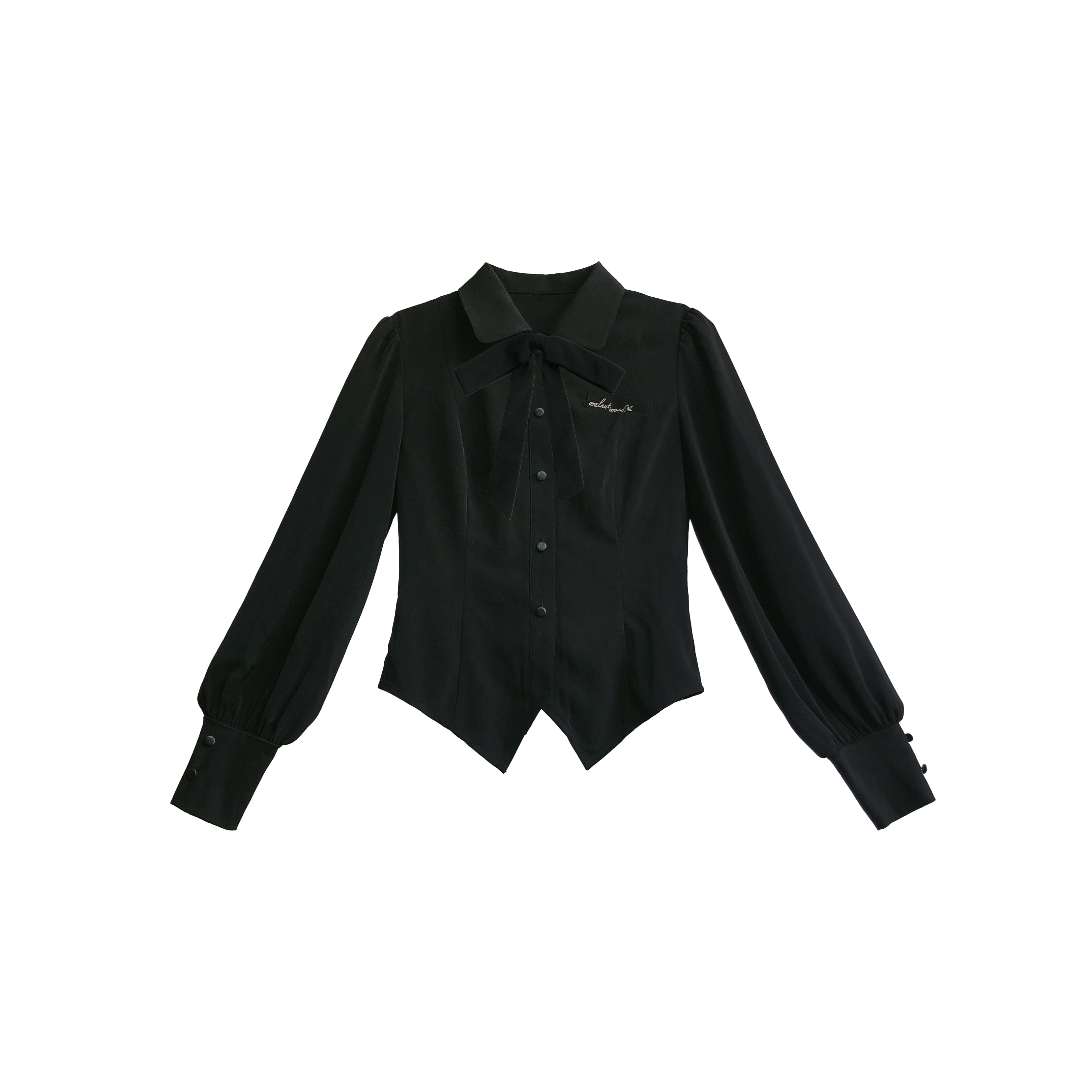 HuTaoMuJK - Serena - Elegant Woolen Lolita JSK Dress Set S Black shirt (with bow tie)
