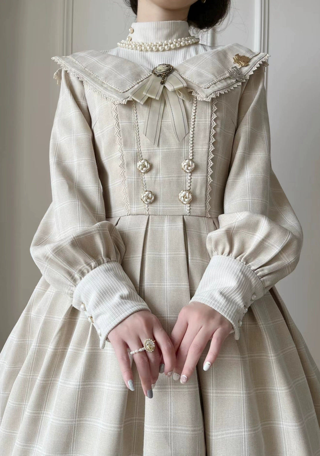 Chunhewusan~Fontainebleau~Classic Lolita OP Faux Open-Shoulder Winter Lolita Dress 40600:671204